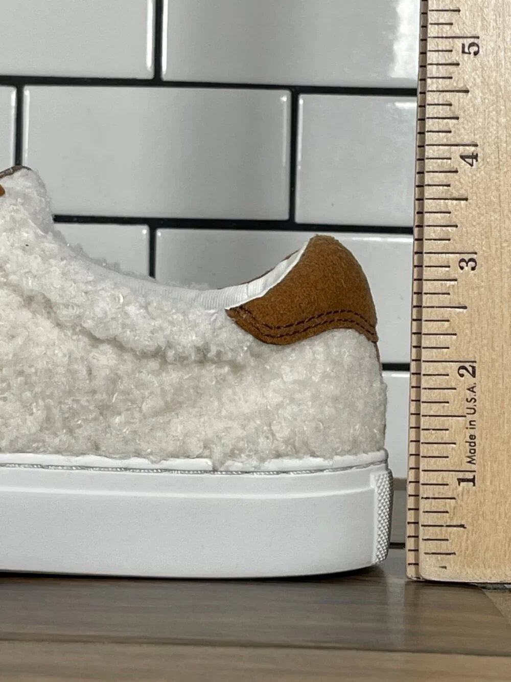 J. Crew Factory Striped Sherpa Road Trip Shoes Womens 7.5 White Brown Sneakers